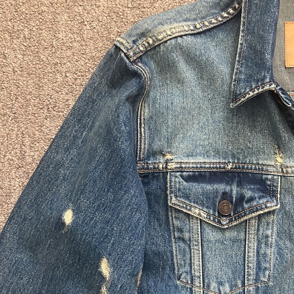 NWOT GAP 1969 Mens Denim Jacket Distressed Indigo Size XL - Picture 4 of 15